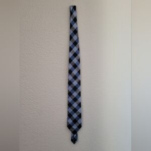 Nautica Men’s 100% Silk Tie – Blue & Black Checkered Pattern